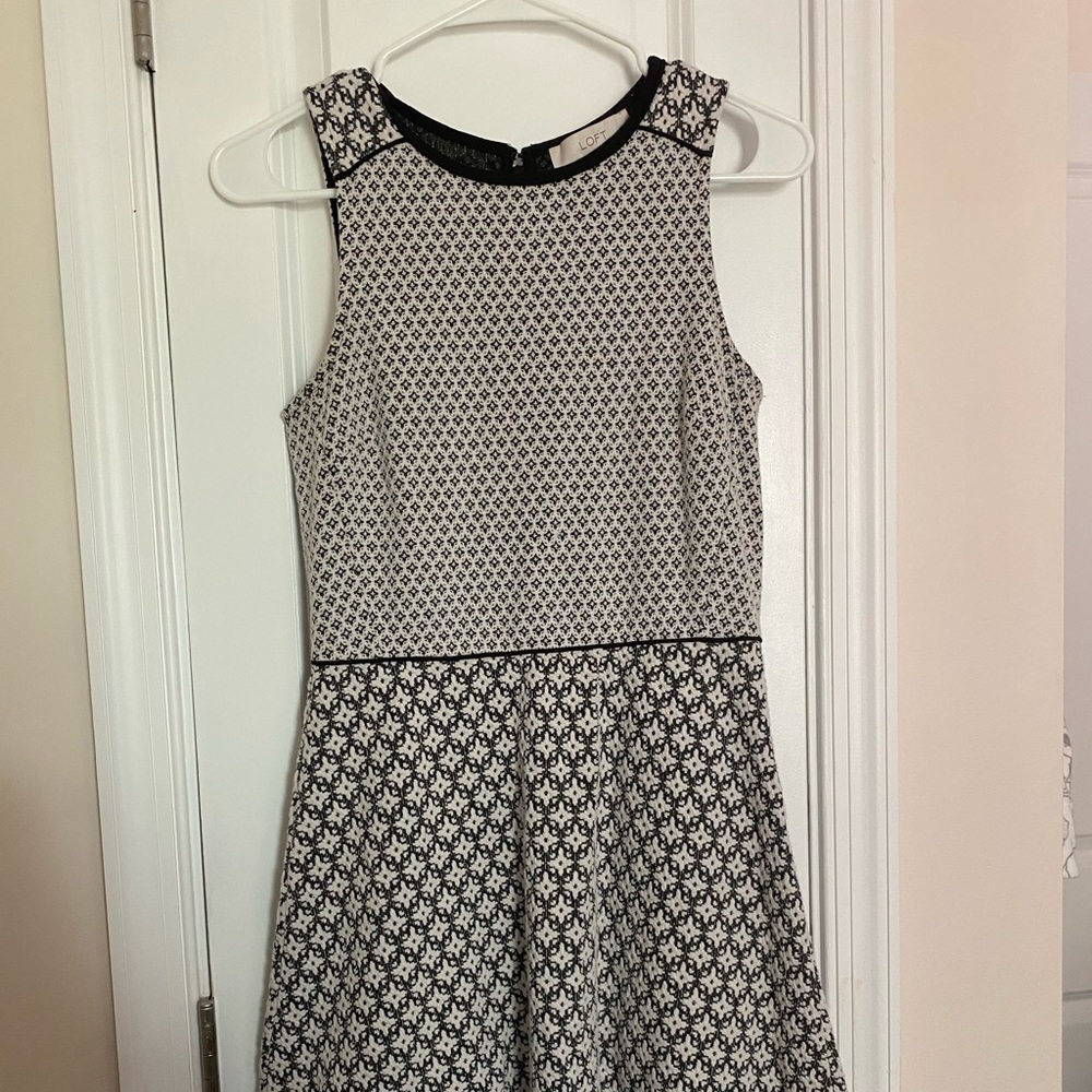 LOFT A-Line Black & White Sweater Dress